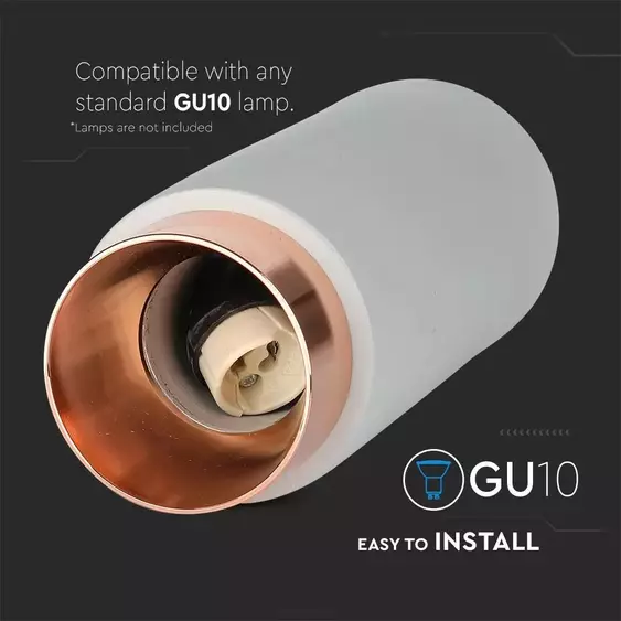V-TAC GU10 LED falon kívüli lámpatest, szürke+rózsaarany - SKU 3137