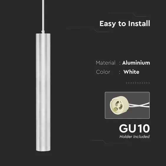 V-TAC GU10 LED mennyezetre függeszthető lámpatest, fehér, 50 cm - SKU 6780