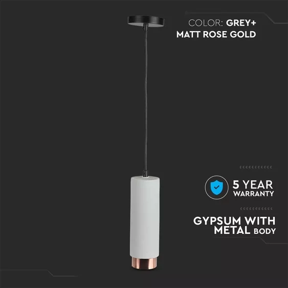 V-TAC GU10 LED mennyezetre függeszthető lámpatest, szürke+rózsaarany - SKU 3130