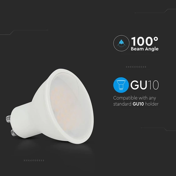 V-TAC GU10 LED spot égő 10W hideg fehér 100° - SKU 218801