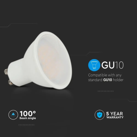 V-TAC GU10 LED spot égő 10W meleg fehér 100° - SKU 21878