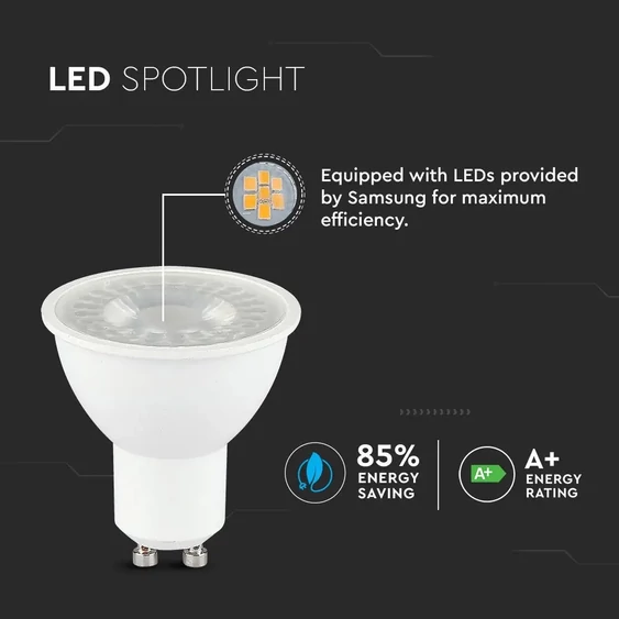 V-TAC GU10 LED spot égő 12 db/csomag 5W meleg fehér 38° - SKU 10812