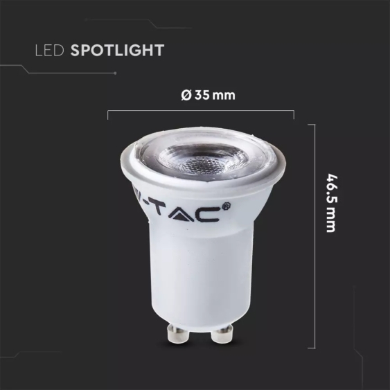 V-TAC GU10 LED spot égő 2W hideg fehér 38° - SKU 871