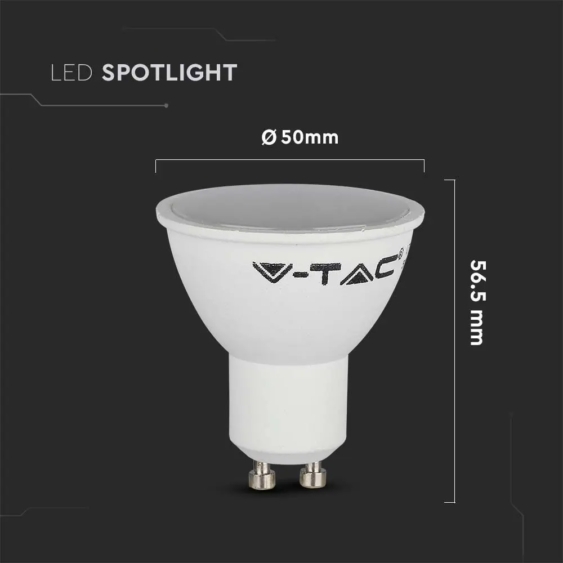 V-TAC GU10 LED spot égő 4.5W hideg fehér 110° - SKU 211687
