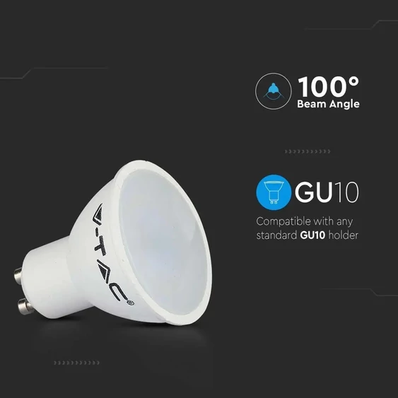 V-TAC GU10 LED spot égő 4.5W meleg fehér 110° - SKU 211685