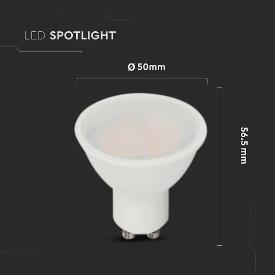 V-TAC GU10 LED spot égő 4.5W meleg fehér 110° - SKU 21201