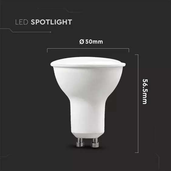 V-TAC GU10 LED spot égő 6 db/csomag 4.5W hideg fehér 110° - SKU 212741