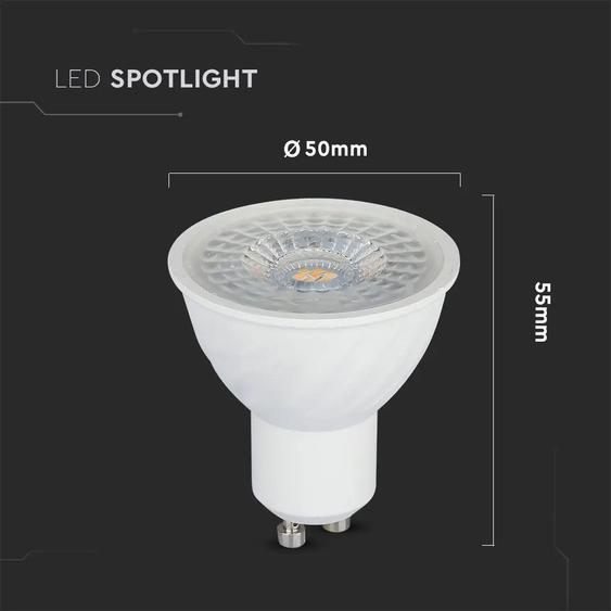 V-TAC GU10 LED spot égő 6.5W hideg fehér 110° - SKU 194