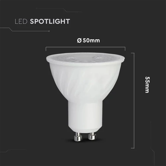 V-TAC GU10 LED spot égő 6.5W hideg fehér 38° - SKU 191