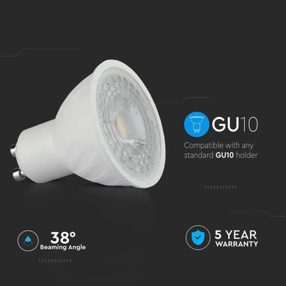 V-TAC GU10 LED spot égő 6.5W hideg fehér 38° - SKU 191