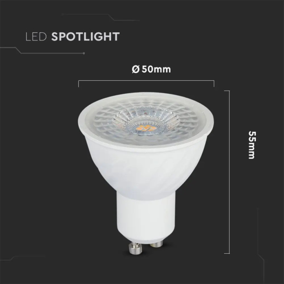 V-TAC GU10 LED spot égő 6.5W természetes fehér 110° - SKU 193