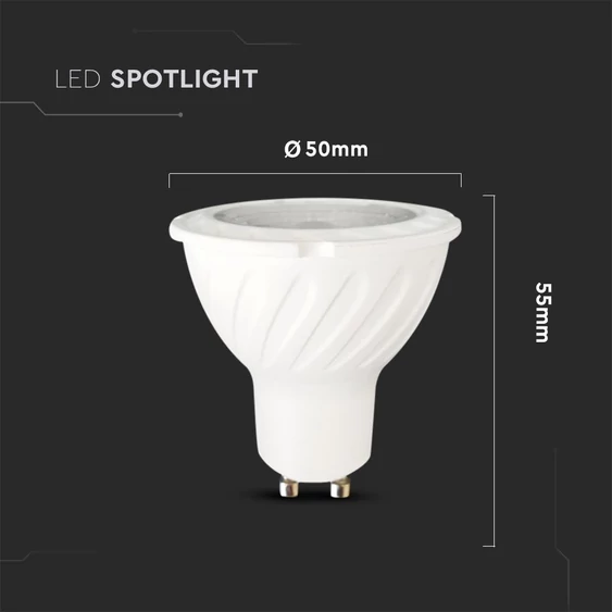 V-TAC GU10 LED spot égő 6W hideg fehér 38° - SKU 21167