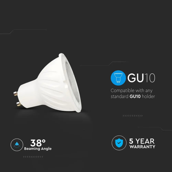 V-TAC GU10 LED spot égő 7W meleg fehér 38° - SKU 165