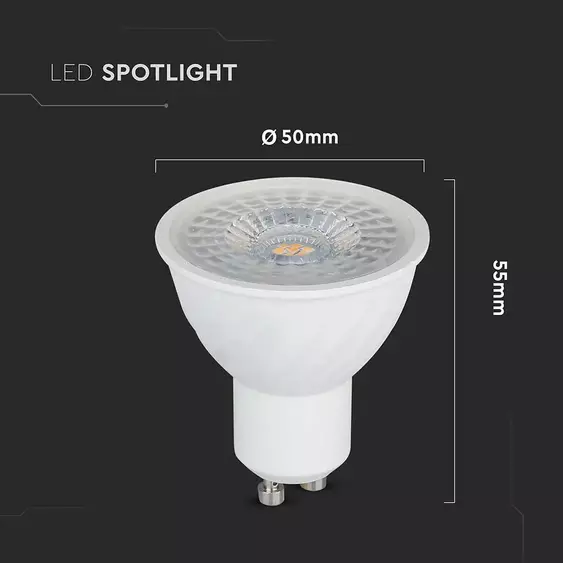 V-TAC GU10 LED spot égő dimmelhető 6W hideg fehér 110° - SKU 21200