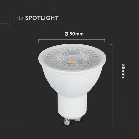 V-TAC GU10 LED spot égő dimmelhető 6W meleg fehér 110° - SKU 21198