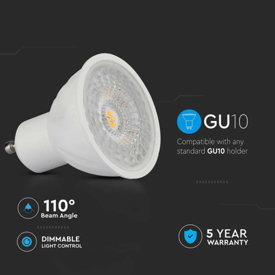 V-TAC GU10 LED spot égő dimmelhető 6W meleg fehér 110° - SKU 21198