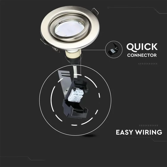 V-TAC GU10 LED spot égő szatén kerettel 3 db/csomag 5W hideg fehér 110° - SKU 8886