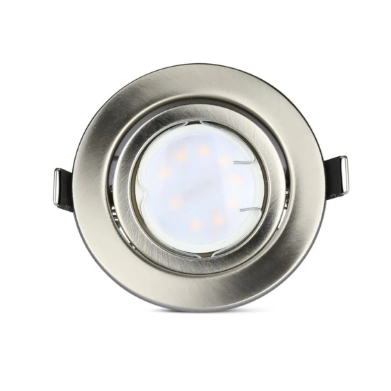 V-TAC GU10 LED spot égő szatén kerettel 3 db/csomag 5W meleg fehér 110° - SKU 8884