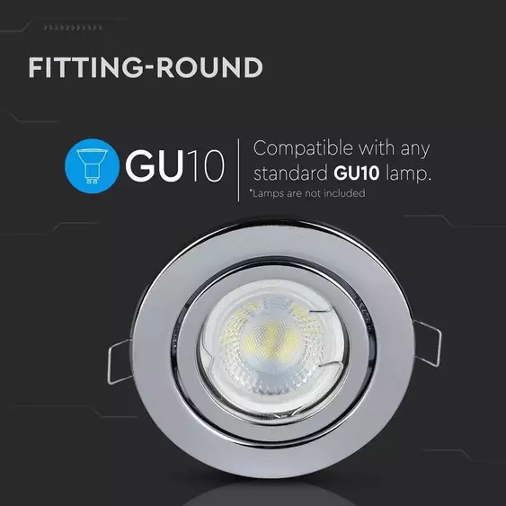 V-TAC GU10 LED spot lámpa keret, króm billenthető lámpatest - SKU 3471