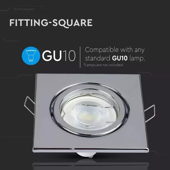 V-TAC GU10 LED spot lámpa keret, króm lámpatest - SKU 3474