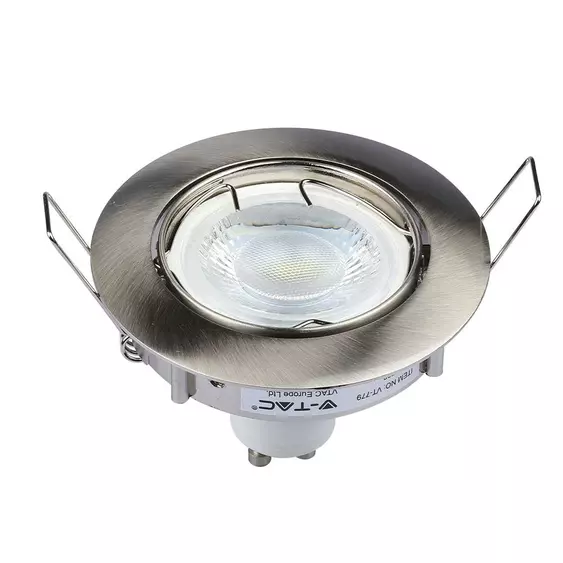V-TAC GU10 LED spot lámpa keret, matt króm billenthető lámpatest - SKU 3588