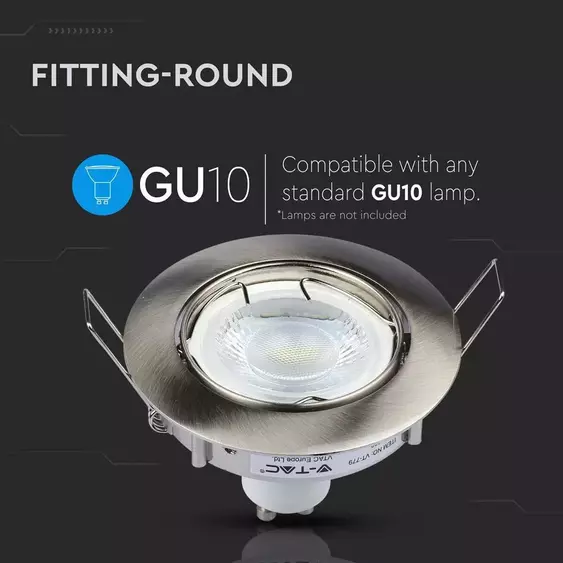V-TAC GU10 LED spot lámpa keret, matt króm billenthető lámpatest - SKU 3588