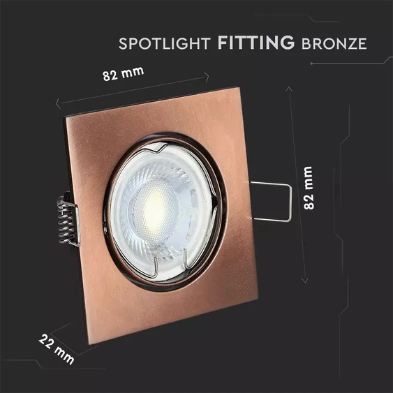 V-TAC GU10 LED spotlámpa keret, bronz billenthető lámpatest - SKU 8582