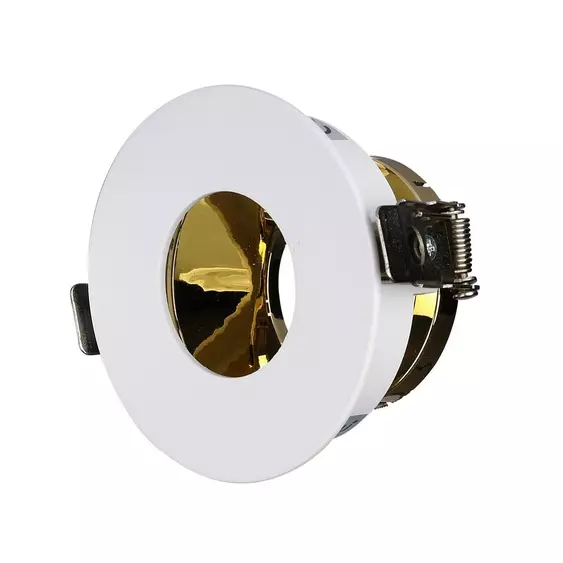 V-TAC GU10 LED spotlámpa keret, fehér+arany billenthető lámpatest - SKU 3158