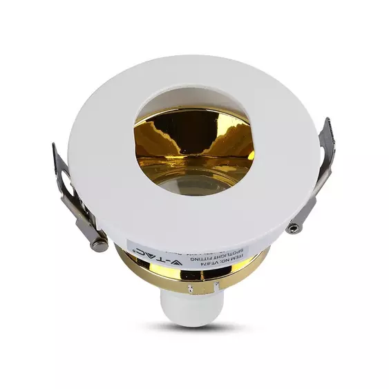 V-TAC GU10 LED spotlámpa keret, fehér+arany billenthető lámpatest - SKU 3162