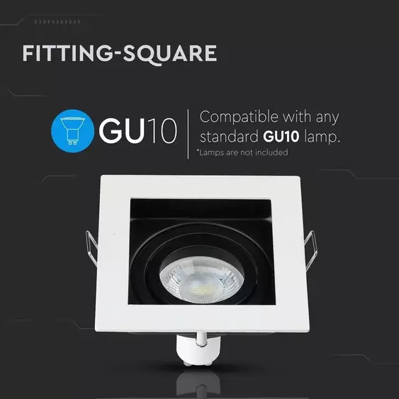 V-TAC GU10 LED spotlámpa keret, fehér billenthető lámpatest - SKU 3597