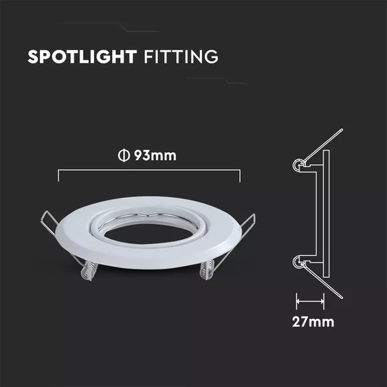 V-TAC GU10 LED spotlámpa keret, fehér billenthető lámpatest - SKU 8938