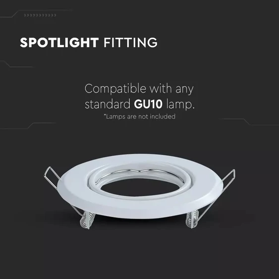 V-TAC GU10 LED spotlámpa keret, fehér billenthető lámpatest - SKU 8938