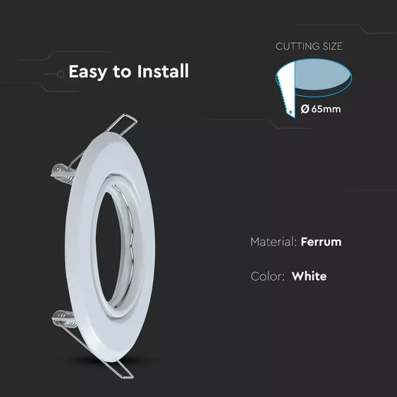 V-TAC GU10 LED spotlámpa keret, fehér billenthető lámpatest - SKU 8938