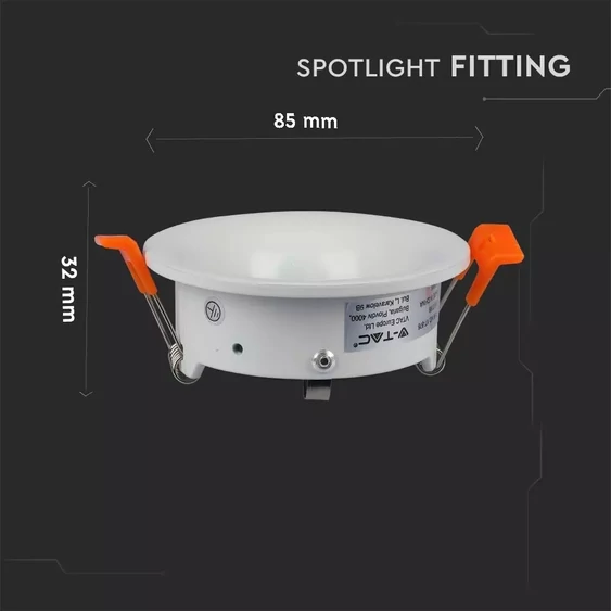 V-TAC GU10 LED spotlámpa keret, fehér fix lámpatest - SKU 3169