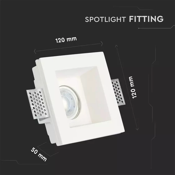 V-TAC GU10 LED spotlámpa keret, fehér fix lámpatest - SKU 3649