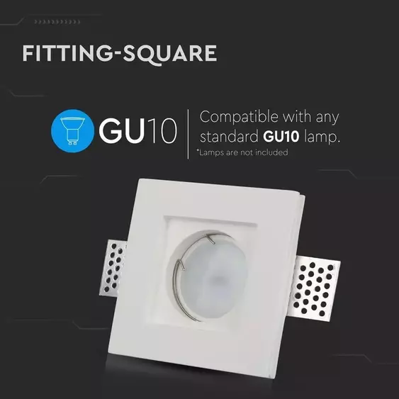 V-TAC GU10 LED spotlámpa keret, fehér fix lámpatest - SKU 3651