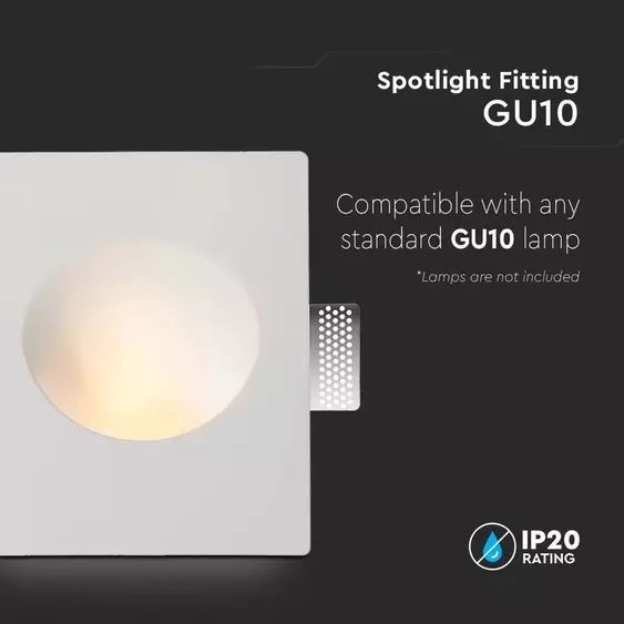 V-TAC GU10 LED spotlámpa keret, fehér fix lámpatest - SKU 6771