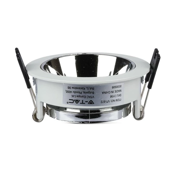 V-TAC GU10 LED spotlámpa keret, fehér+króm billenthető lámpatest - SKU 3156