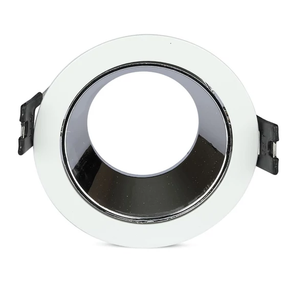 V-TAC GU10 LED spotlámpa keret, fehér+króm billenthető lámpatest - SKU 3156