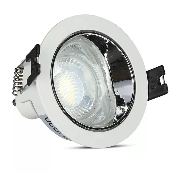 V-TAC GU10 LED spotlámpa keret, fehér+króm billenthető lámpatest - SKU 3156