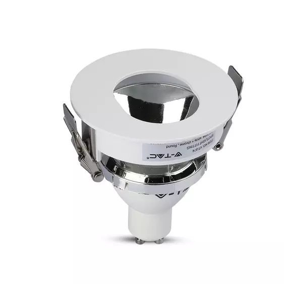 V-TAC GU10 LED spotlámpa keret, fehér+króm billenthető lámpatest - SKU 3164