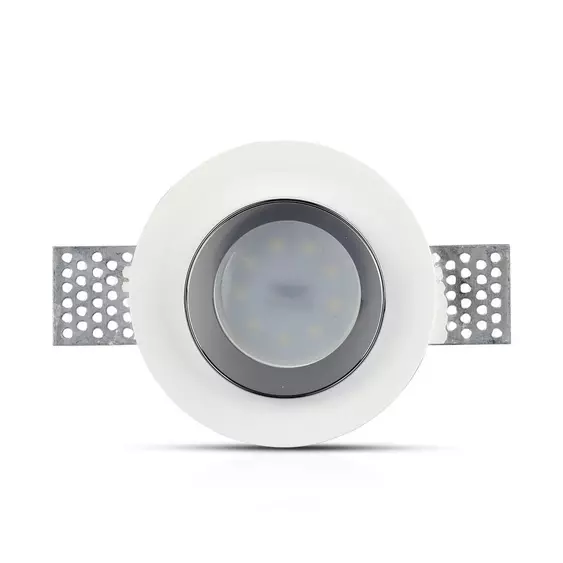 V-TAC GU10 LED spotlámpa keret, fehér+króm fix lámpatest - SKU 3146