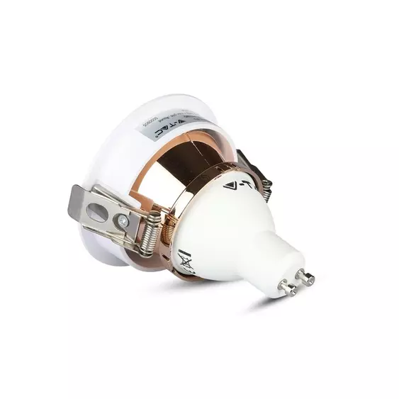 V-TAC GU10 LED spotlámpa keret, fehér+rózsaarany billenthető lámpatest - SKU 3159