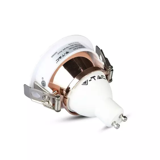 V-TAC GU10 LED spotlámpa keret, fehér+rózsaarany billenthető lámpatest - SKU 3163