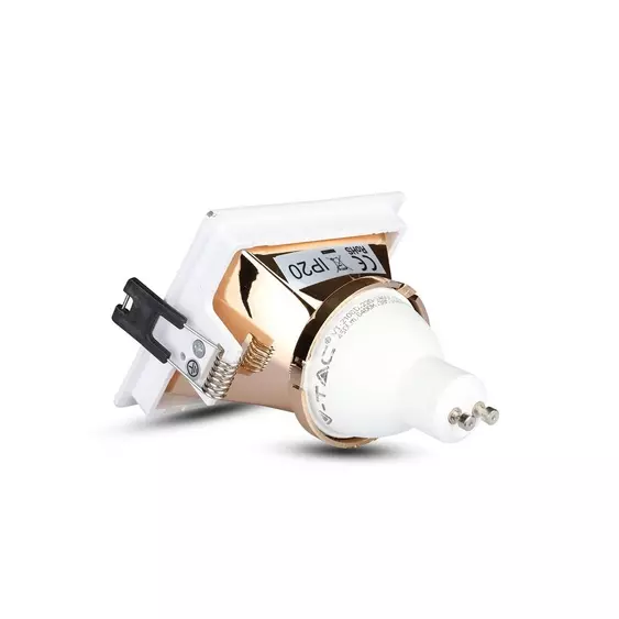 V-TAC GU10 LED spotlámpa keret, fehér+rózsaarany fix lámpatest - SKU 3167