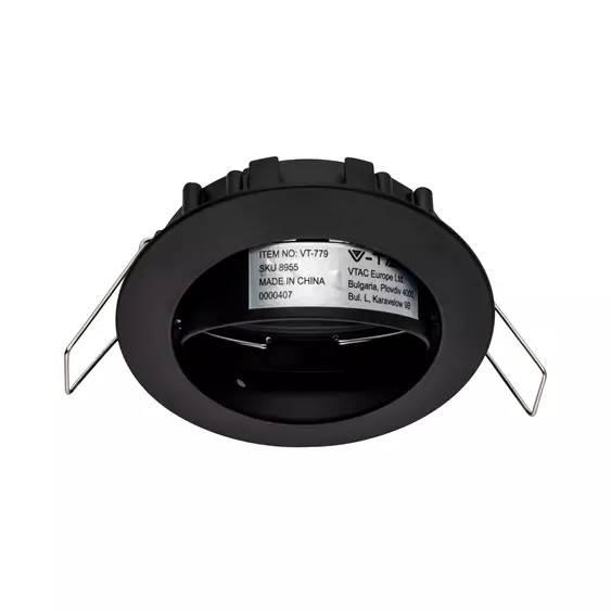 V-TAC GU10 LED spotlámpa keret, fekete billenthető lámpatest - SKU 8955