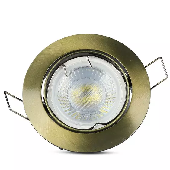 V-TAC GU10 LED spotlámpa keret, sárgaréz billenthető lámpatest - SKU 8579
