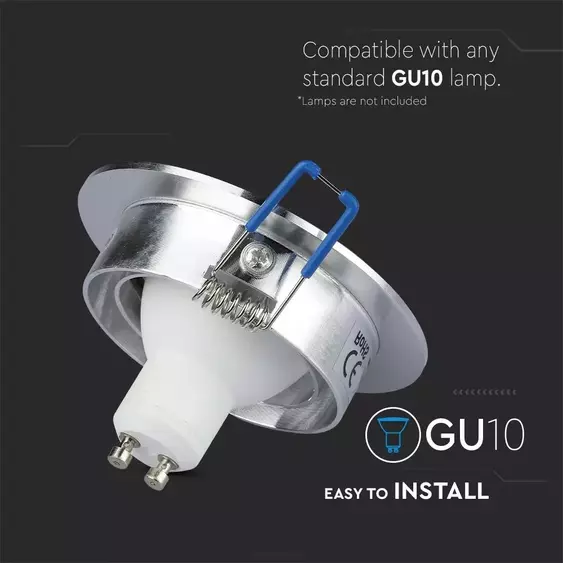 V-TAC GU10 LED spotlámpa keret, szálcsiszolt billenthető lámpatest - SKU 3600