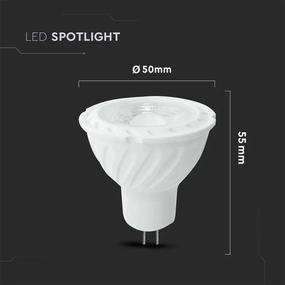 V-TAC GU5.3-MR16 LED spot égő 6.5W meleg fehér 38° - SKU 207
