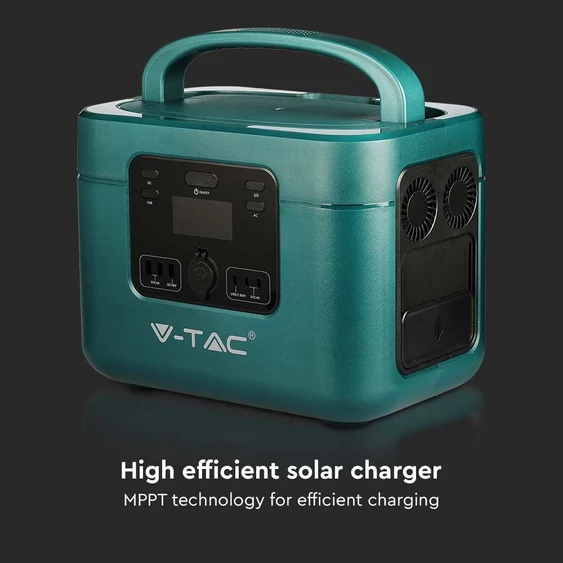 V-TAC hordozható áramfejlesztő, max. 1200W terheléshez, Napelemes töltési lehetőséggel - SKU 11443